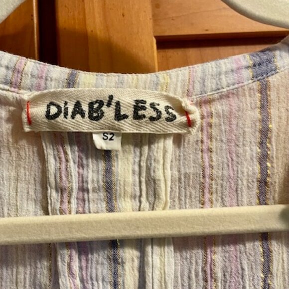 Vintage Diab'less White Blue Pink Gold Striped Tunic Paris - Picture 2 of 14